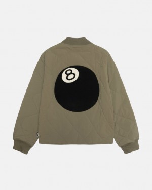 Stussy 8 Ball Vattert Liner Jacket Jakker Dame Olivengrønne Norge | CMB-0834