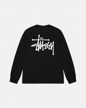 Stussy Basic Stüssy Pigment Dyed Ls Tee T Skjorte Herre Svarte Norge | GQX-5370