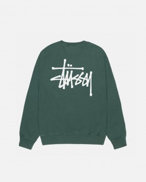 Stussy Basic Stüssy Crew Pigment Dyed Gensere Herre Grønn Norge | ZMD-4485