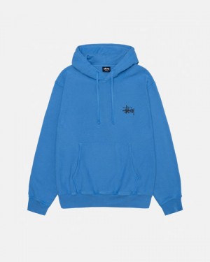 Stussy Basic Stüssy Hoodie Pigment Dyed Hettegenser Herre Blå Norge | LOZ-0859