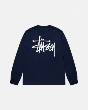 Stussy Basic Stüssy Ls Tee T Skjorte Dame Marineblå Norge | TOF-8971