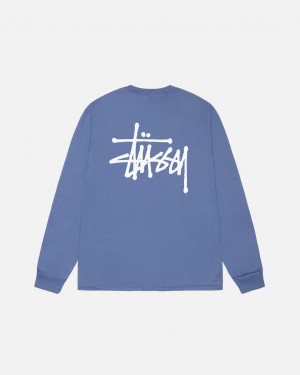 Stussy Basic Stüssy Ls Tee T Skjorte Herre Kongeblå Blå Norge | OBE-9759