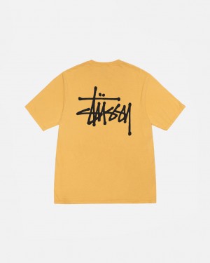 Stussy Basic Stüssy Tee Pigment Dyed T Skjorte Herre Gul Norge | ITC-3938