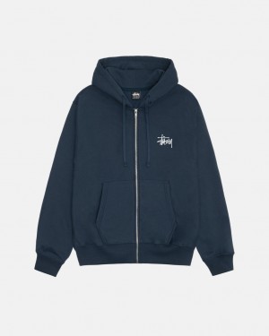 Stussy Basic Stüssy Zip Hoodie Hettegenser Herre Marineblå Norge | VOE-8527