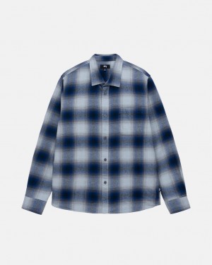 Stussy Bay Plaid Shirt Skjorte Herre Marineblå Norge | TJM-1097