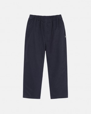 Stussy Beach Pant Brushed Bomull Bukse Dame Marineblå Norge | ORD-1746