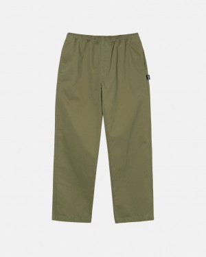 Stussy Beach Pant Brushed Bomull Bukse Dame Olivengrønne Norge | YWE-7480