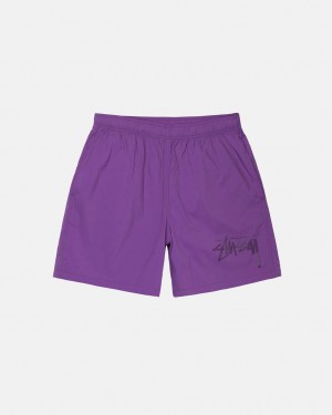 Stussy Big Stock Nylon Kort Shorts Dame Lilla Norge | XAG-3934