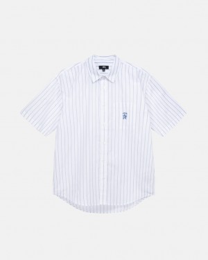 Stussy Boxy Stripete Shirt Skjorte Dame Hvite Norge | MVE-1452