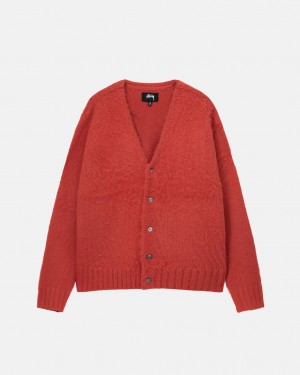 Stussy Brushed Cardigan Gensere Dame Rød Norge | BYV-3889