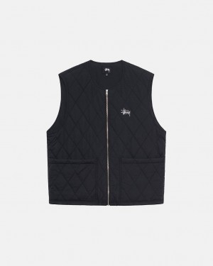 Stussy Diamond Vattert Vest Vest Dame Svarte Norge | IXV-4721