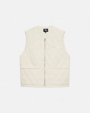 Stussy Diamond Vattert Vest Vest Herre Pisket Krem Norge | SNC-9952