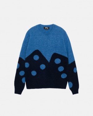 Stussy Dice Fuzzy Crew Gensere Dame Blå Norge | SWV-4987