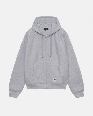 Stussy Double Face Label Zip Hoodie Hettegenser Herre Grå Norge | QBA-3634