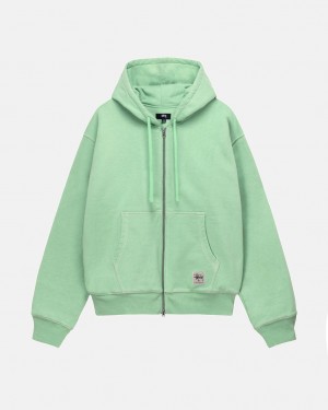 Stussy Double Face Label Zip Hoodie Hettegenser Dame Grønn Norge | TRI-0733