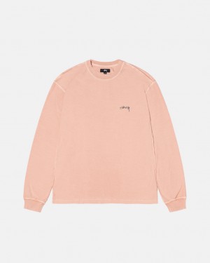 Stussy Lazy Ls Tee T Skjorte Dame Lyse Rosa Norge | IRD-0048