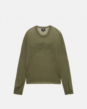 Stussy Loose Knit Genser Gensere Dame Olivengrønne Norge | XGF-0520