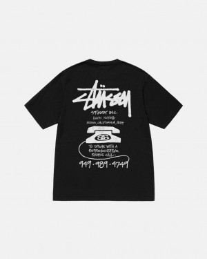 Stussy Old Phone Tee Pigment Dyed T Skjorte Dame Svarte Norge | NNH-8121