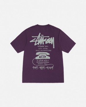 Stussy Old Phone Tee Pigment Dyed T Skjorte Dame Lilla Norge | MKD-2722