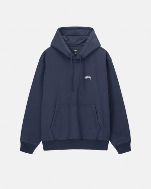 Stussy Overdyed Stock Logo Hoodie Hettegenser Dame Marineblå Norge | NLB-8731