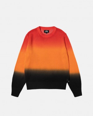 Stussy Pigment Dyed Loose Gauge Knit Genser Gensere Dame Svarte Rød Norge | EIR-4123