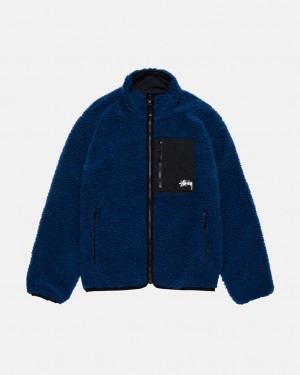 Stussy Sherpa Reversible Jacket Jakker Herre Blå Norge | LST-3555