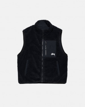 Stussy Sherpa Reversible Vest Vest Dame Svarte Norge | KEB-1286