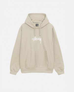 Stussy Stock Logo Applique Hood Gensere Herre Khaki Norge | QUG-0523