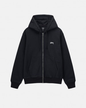 Stussy Stock Logo Zip Hoodie Hettegenser Dame Svarte Norge | JTA-1274