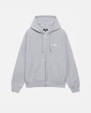 Stussy Stock Logo Zip Hoodie Hettegenser Dame Grå Norge | COA-1789