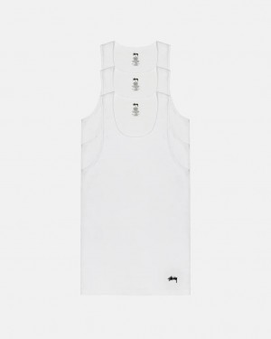 Stussy Stussy Tank Undershirt Skjorte Herre Hvite Norge | PQK-1743