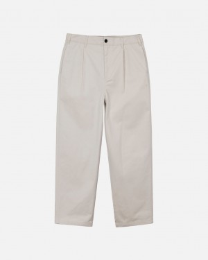 Stussy Twill Volume Plissert Trouser Bukse Dame Beige Norge | UZH-6440