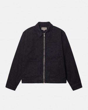 Stussy Zip Arbeids Jacket Overdyed Jakker Dame Svarte Svarte Norge | BSQ-9530