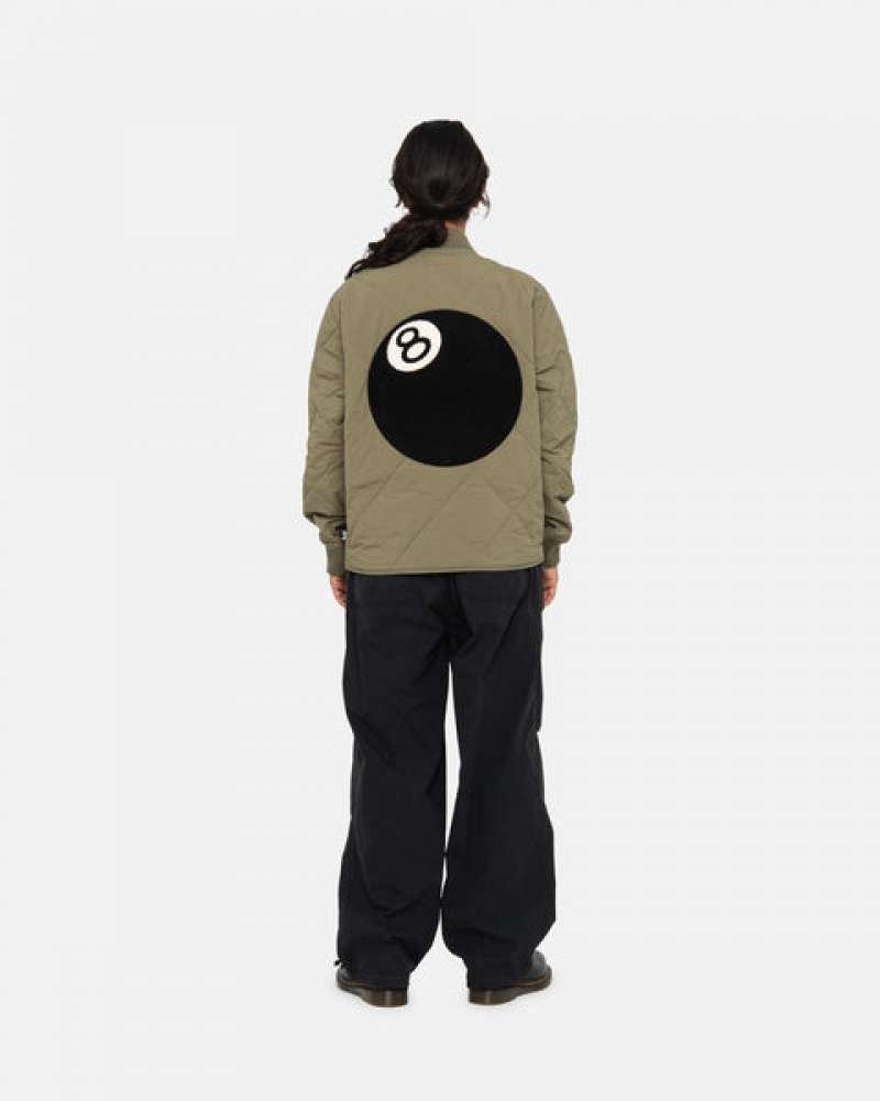 Stussy 8 Ball Vattert Liner Jacket Jakker Dame Olivengrønne Norge | CMB-0834