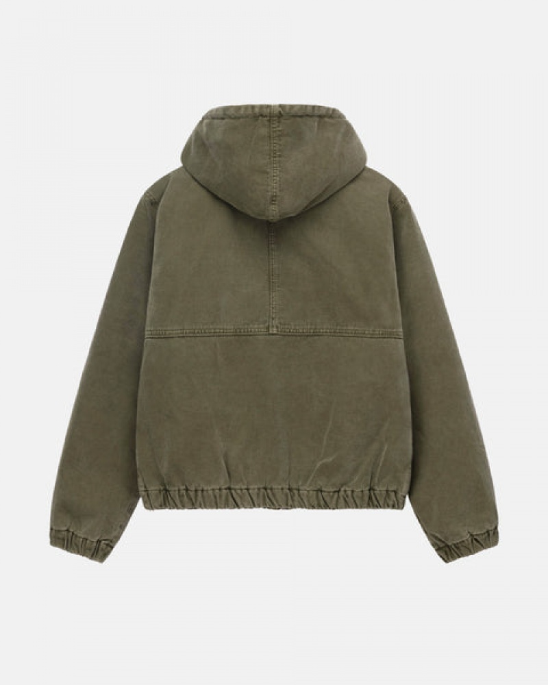 Stussy Arbeids Jacket Insulated Canvas Jakker Dame Olivengrønne Norge | ZFF-6914