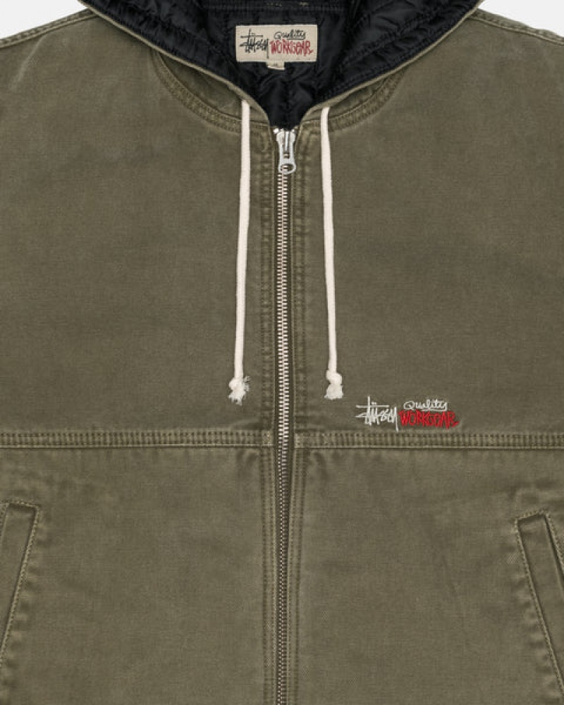 Stussy Arbeids Jacket Insulated Canvas Jakker Dame Olivengrønne Norge | ZFF-6914