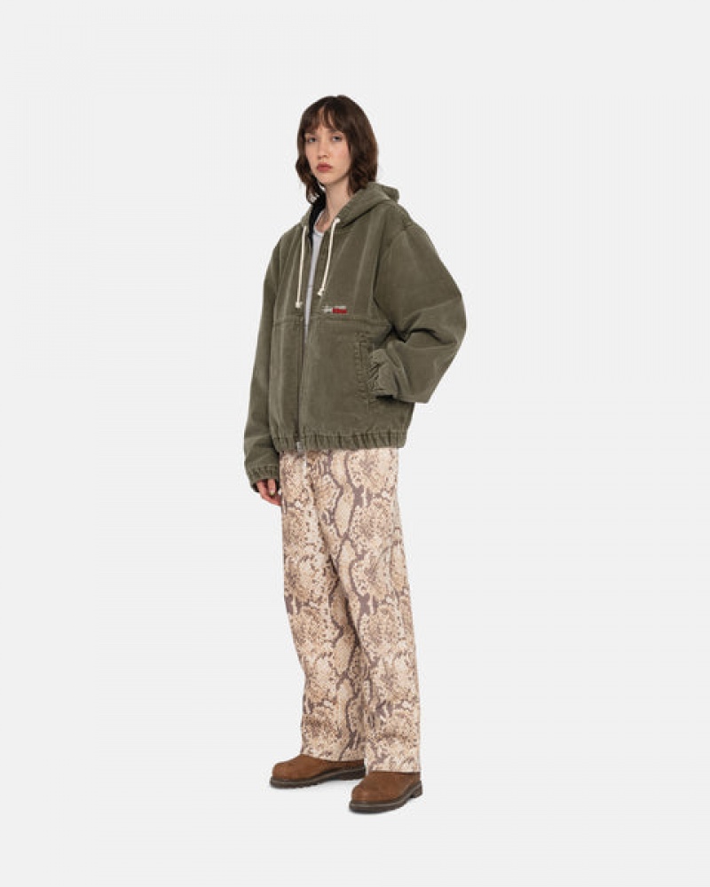 Stussy Arbeids Jacket Insulated Canvas Jakker Dame Olivengrønne Norge | ZFF-6914