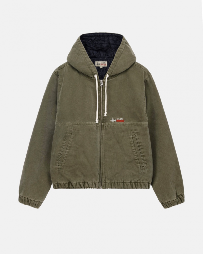 Stussy Arbeids Jacket Insulated Canvas Jakker Dame Olivengrønne Norge | ZFF-6914