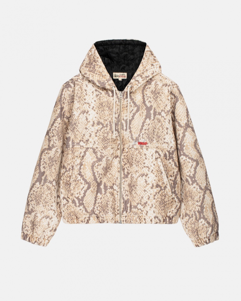 Stussy Arbeids Jacket Insulated Canvas Jakker Dame Slangeprint Norge | HCU-8315