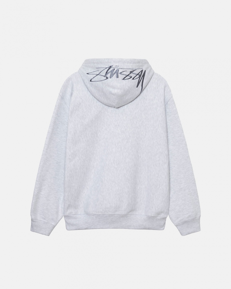 Stussy Back Hood Applique Hoodie Hettegenser Dame Grå Norge | QND-1425