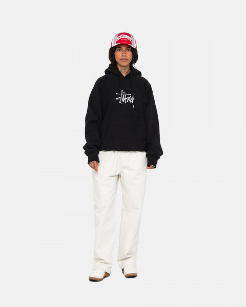 Stussy Basic Applique Hoodie Hettegenser Dame Svarte Norge | QDN-4584