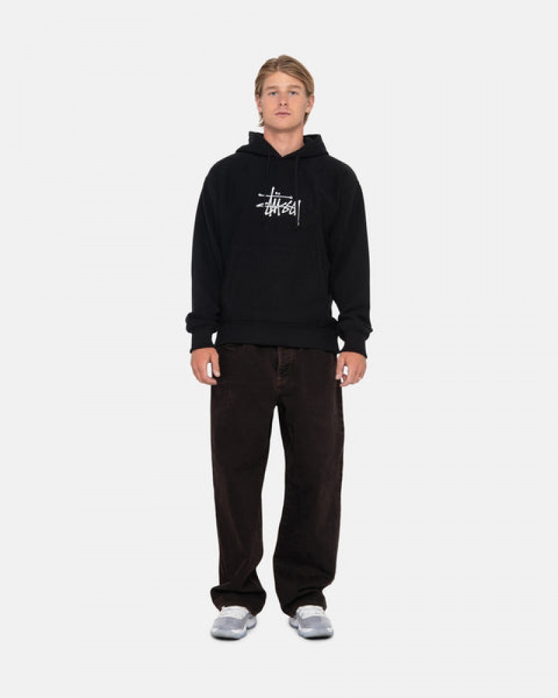 Stussy Basic Applique Hoodie Hettegenser Herre Svarte Norge | GVH-4782