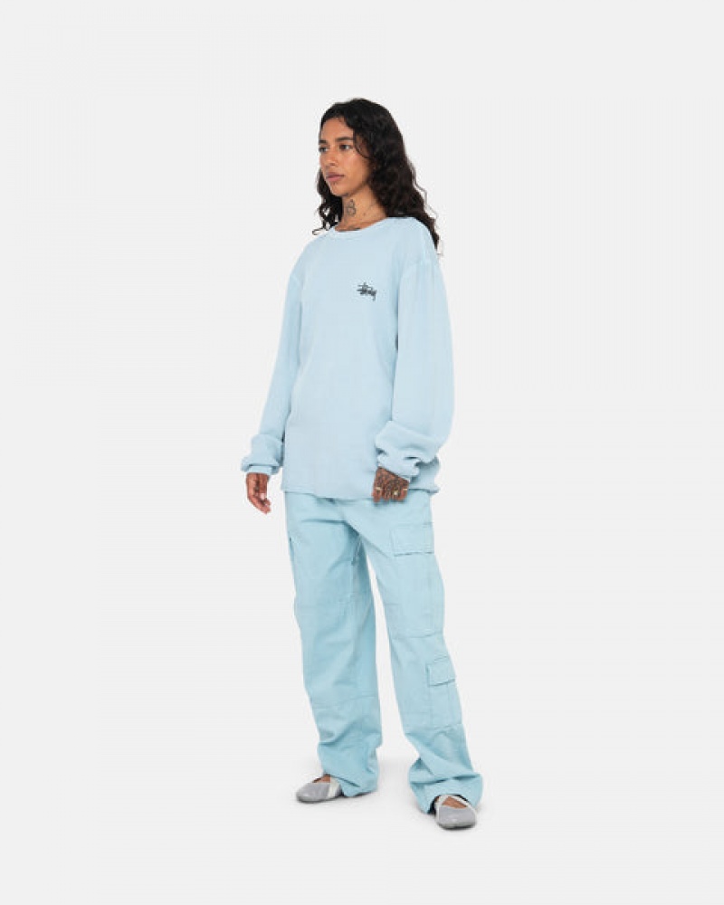 Stussy Basic Stock Ls Thermal Topper Dame Lyse Blå Norge | JNF-4504