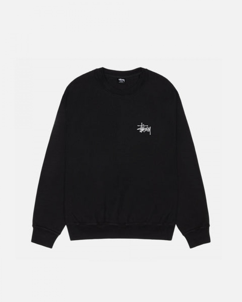 Stussy Basic Stüssy Pigment Dyed Crew Gensere Herre Svarte Norge | MRK-3774