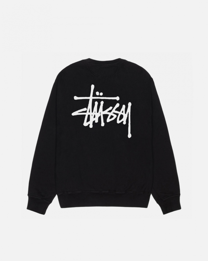 Stussy Basic Stüssy Pigment Dyed Crew Gensere Herre Svarte Norge | MRK-3774