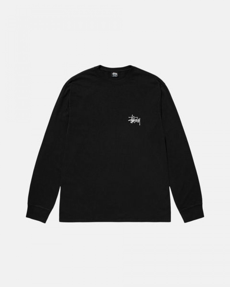 Stussy Basic Stüssy Pigment Dyed Ls Tee T Skjorte Dame Svarte Norge | LNC-7515