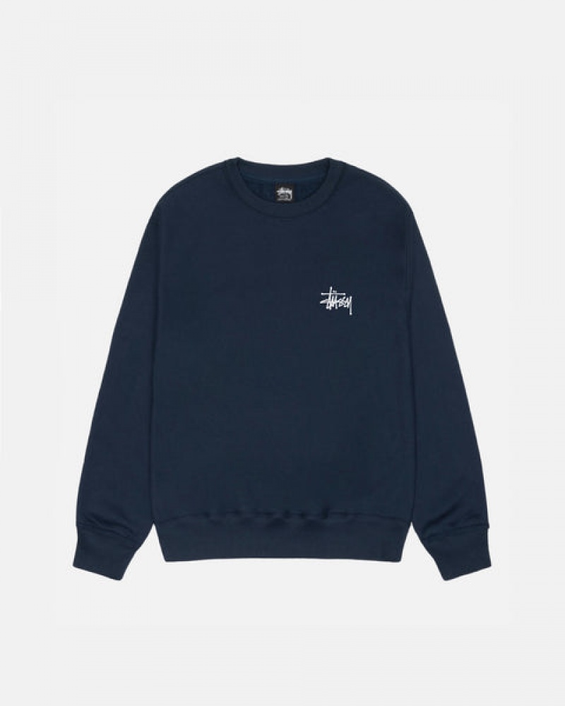 Stussy Basic Stüssy Crew Gensere Dame Marineblå Norge | PWL-8947