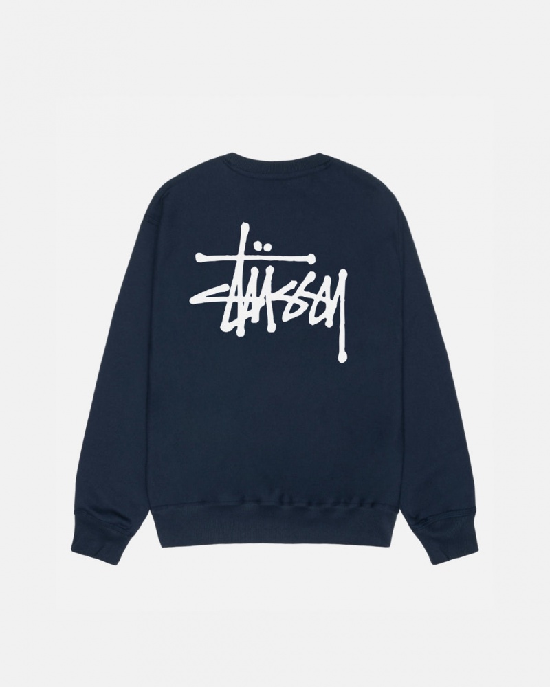 Stussy Basic Stüssy Crew Gensere Dame Marineblå Norge | PWL-8947