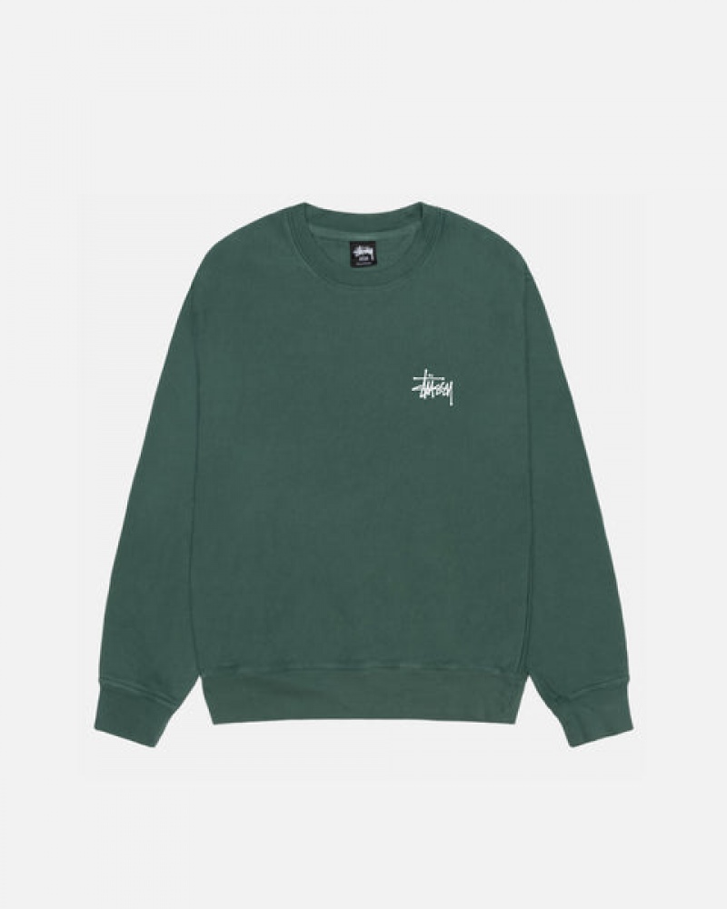 Stussy Basic Stüssy Crew Pigment Dyed Gensere Herre Grønn Norge | ZMD-4485