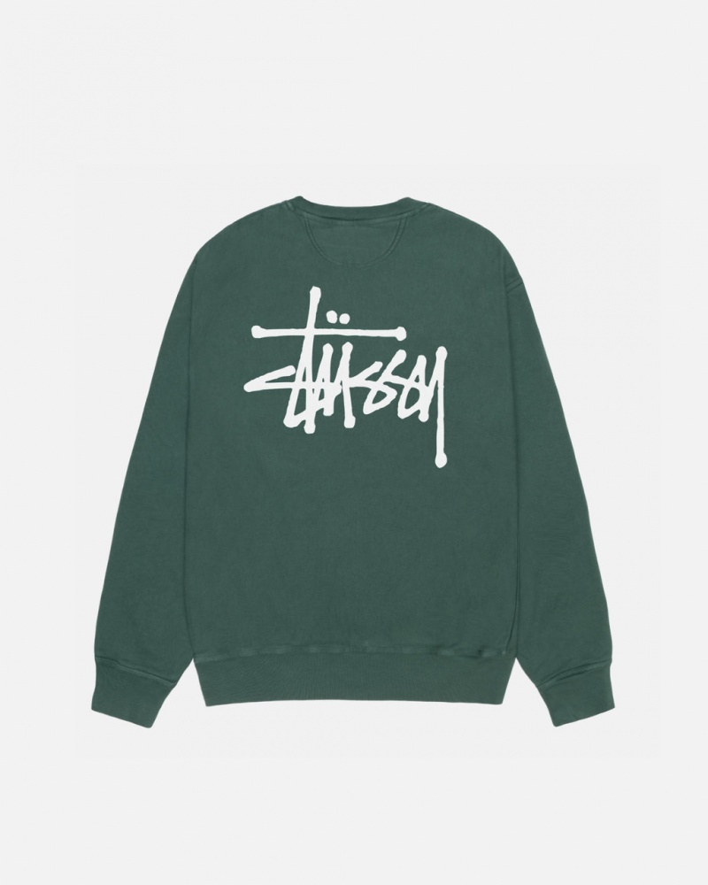 Stussy Basic Stüssy Crew Pigment Dyed Gensere Herre Grønn Norge | ZMD-4485